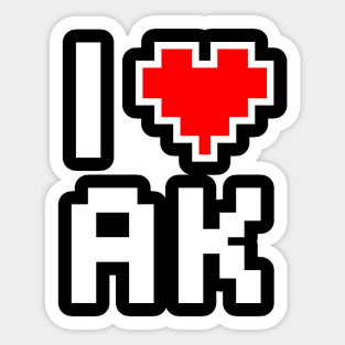 I Love Alaska - Pixel heart for Alaskan gamer Sticker